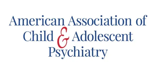 Logo of the American Association of Child & Adolescent Psychiatry. Text is in blue with an ampersand in red.